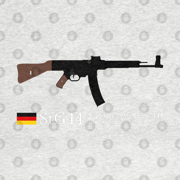 Stg44 Sturmgewehr44 or Mp44 Historical 1943 German assault rifle white in Japanese シュトゥルムゲヴェーア44 1943年アサルトライフルのドイツ by FOGSJ